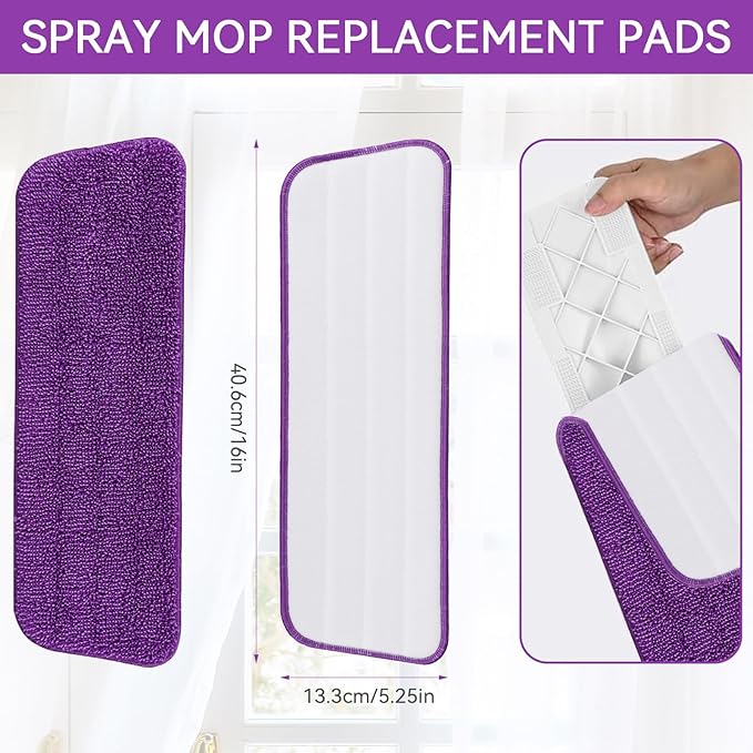 8 Pack Spray Mop Refills Compatible for Libman Freedom Spray Mop, Reusable & Washable 16in Microfiber Floor Cleaning Mop Pads for Spray Mop
