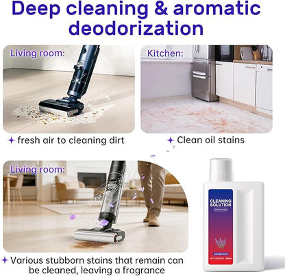 Lavender Floor Cleaning Solution Compatible with Dreame Wet & Dry Vacuum and Robot， Residue & Streak Free,Suitable for All Robot Vacuum Cleaners and Wireless Wet Dry Dual-Use Vacuum Cleaners