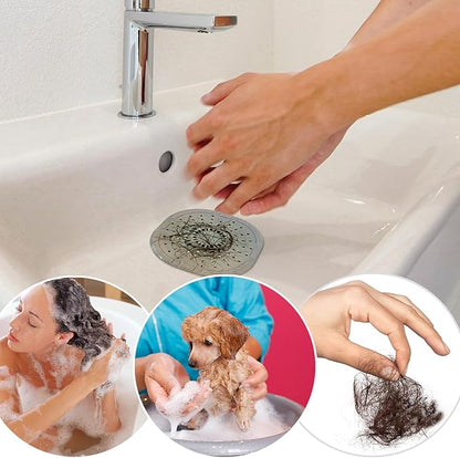 Hair Drain Catcher,Square Drain Cover for Shower Silicone Hair Stopper with Suction Cup,Easy to Install Suit for Bathroom,Bathtub,Kitchen 2 Pack (Light White Grey)