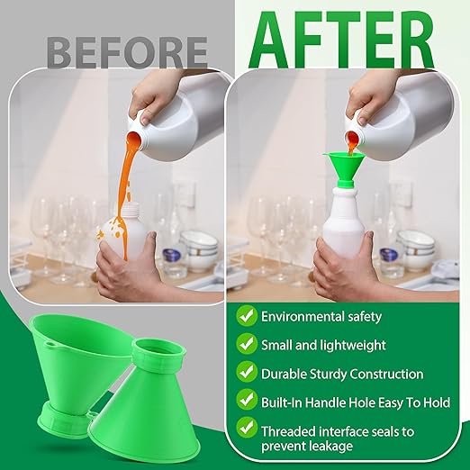 Threaded Funnel Easy Fill Funnel, Twist On Empty Spray Bottle Refill Adapter Fit for Various Size Bottles Home, Car Detailing Cleaning Supply, 30% Vinegar, Kitchen, Bath, Essential Oils(28mm)