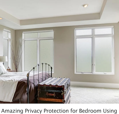 HIDBEA Frosted Window Privacy Film Heat Control UV Blocking, Static Cling Non-Adhesive Reusable Door coverings for Bathroom Home Office (Frosted 17.3 Inch x 13.1 Feet)