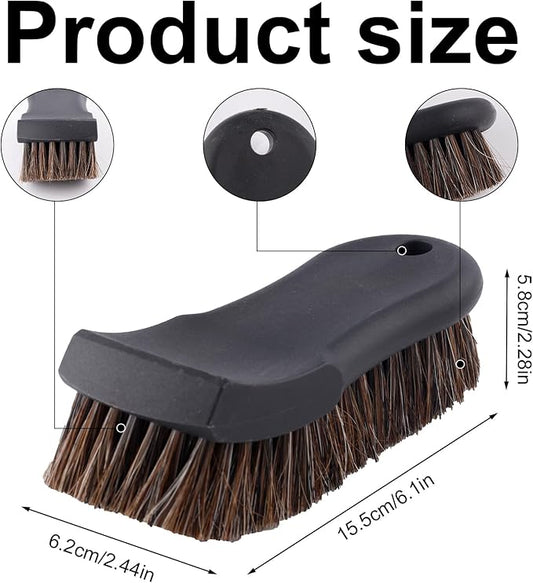 BOXOB Upholstery Brush Set, Horsehair Detailing Cleaner Brush Versatile Upholstery Cleaning Brushes for Boat Car Couch Fabric Carpet Car Interior Leather and Home Furniture