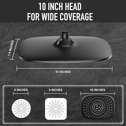 Veken Rain Shower Head with Handheld, High Pressure Rainfall Showerhead Combo with 5 Handheld Water Spray Modes for Bathroom Accessories, Home Decor, Detachable Dual Shower Heads, Matte Black, 10 Inch