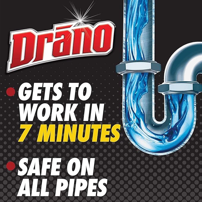 Drano Max Gel Drain Clog Remover & Windex Glass Cleaner - Includes 1 32 oz bottle of Drano Drain Clog Remover + 1 23 oz spray bottle of Windex Glass Cleaner
