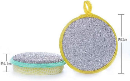 20 Pcs Dishwashing Sponge, Double Sided Round Scrubber Rag Dish Pad for Home Kitchen Cleaning Tool(Random Color)