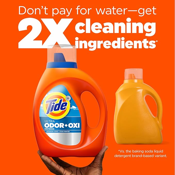 Tide Ultra Odor Defense Plus Oxi Liquid Laundry Detergent, 132 fl oz, 94 Loads, Advanced Odor and Stain Fighting Laundry Detergent Liquid