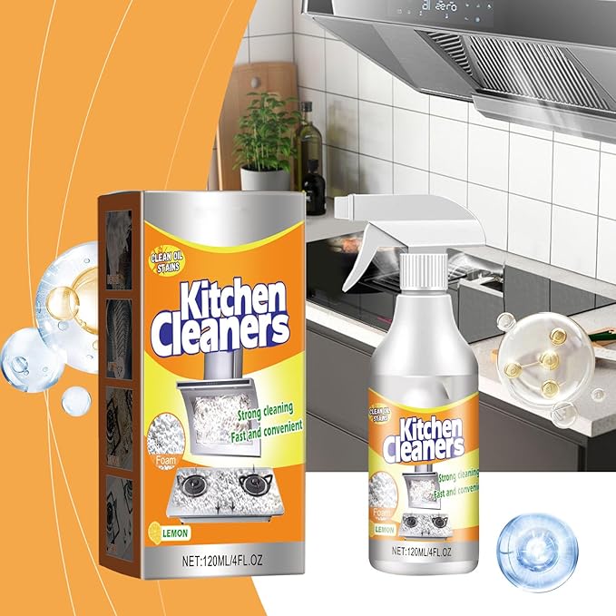Kitchen Foam Cleaner,120ml Powerful Stain Removing Foam Cleaner,Multi-Purpose Foam Cleaner,Clean Up Kitchen Oil Stains,Heavy Oil Stain Spray Cleaner,Quick Cleaning Spray (120ml*3)