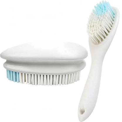 2 Pack Soft Bristle Cleaning Scrub Brush Laundry Brush Scrubber Brush for Clothes, Carpet and Fabric Stain Removal, Scrubbing Brush with Ergonomic Handle (White)