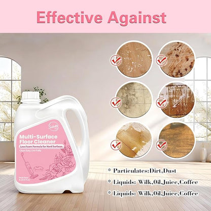 Snowlily 33.8 FL OZ Floor Cleaning Solution Compatible with Robot Vacuum, Residue & Streak Free, Low Foam Floor Cleaner for Mopping, for All Robot Vacuum Mops & Wet Dry Vacuum Cleaners, Rose