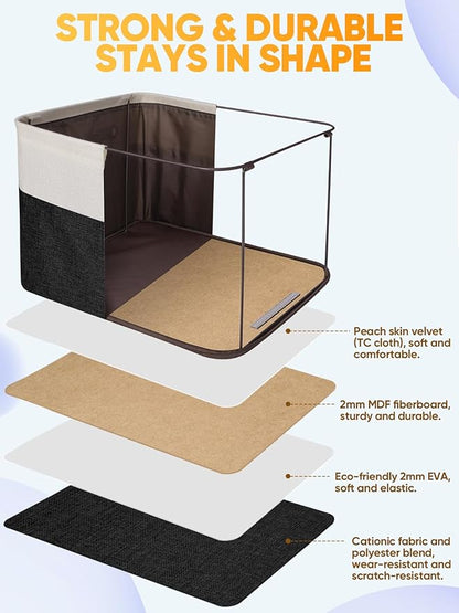 BALEINE 2 Pack Fabric Closet Storage Bins for Shelves, Linen Closet Organizers and Storage, Decorative Baskets for Organizing, Shelf, Clothes, Home, Office (Black, 14''x10''x8.5'')