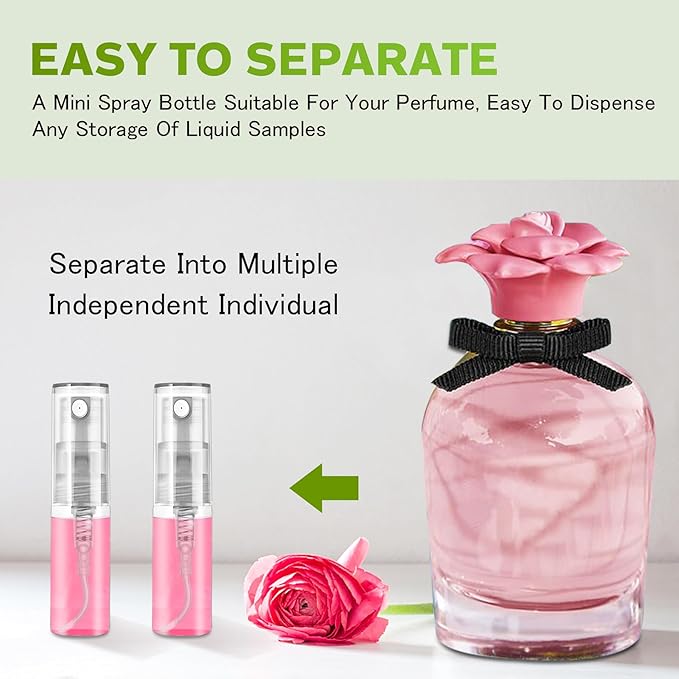 Mini Spray Bottle 3ml, Refillable Glass Spray Bottle, Glass Bottle Atomizer, Perfume Mouthwash Atomizer for Cleaning Refillable Container for Travel, Essential Oils, Perfume 60 Pcs, 3ml