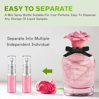 Mini Spray Bottle 3ml, Refillable Glass Spray Bottle, Glass Bottle Atomizer, Perfume Mouthwash Atomizer for Cleaning Refillable Container for Travel, Essential Oils, Perfume 60 Pcs, 3ml