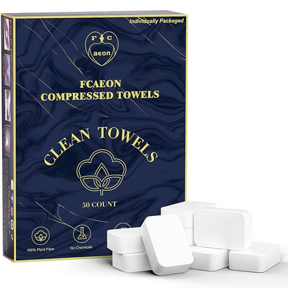 Disposable Face Towels 50 Count Compressed Towel Tablets 12×9 Inch Washcloths for Men Skincare Cleansing Hotel Stay Vacation Daily Use Gym Fitness Travel Essentials Outdoor Sports Cloths (Blue)