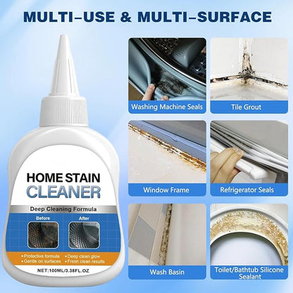 Home Stain Cleaner Gel, Washing Machine Cleaner with Brush, Home RemoverGel for Washing Machine, Refrigerator Strips, Deep Cleaning Gel for Tiles, Kitchen Sinks, Walls, Bathrooms (100 ML)