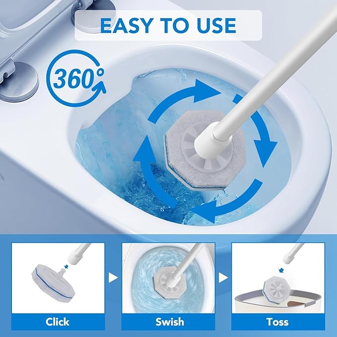 60 Count Toilet Bowl Wand Refills for Clorox,Disposable Toilet Bowl Cleaner Refill Pads for Most Toilet System,Disposable Toilet Brush refills for Bathroom Cleaning