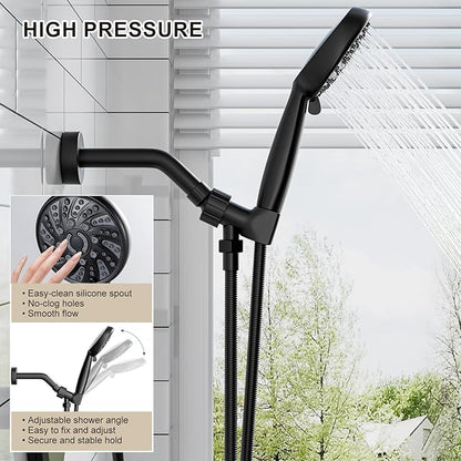 Single-Handle Shower Faucet Set Matte Black Shower Trim Kit with Valve 6 Spray Handheld Shower Head Shower Valve and Trim Kit Bathroom Shower System Fixtures KIYPUT