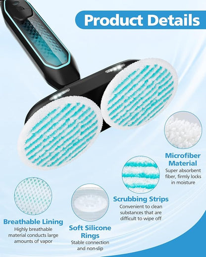 iSingo 6 Pack Mop Pads Replacement Compatible with Pursteam ScrubMaster Steam Mop Cleaner, Washable & Resuable Microfiber Mop Head Refills