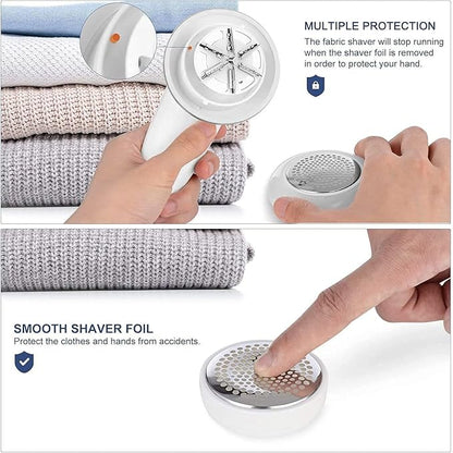 Sweater Fabric Shaver, ailyfu Rechargeable Electric Lint Remover with 6-Leaf Blades and Replaceable Stainless Steel Blade for Clothes, Sweater, Couch, Blanket, Curtain, Socks, Wool, Cashmere(Silver) …