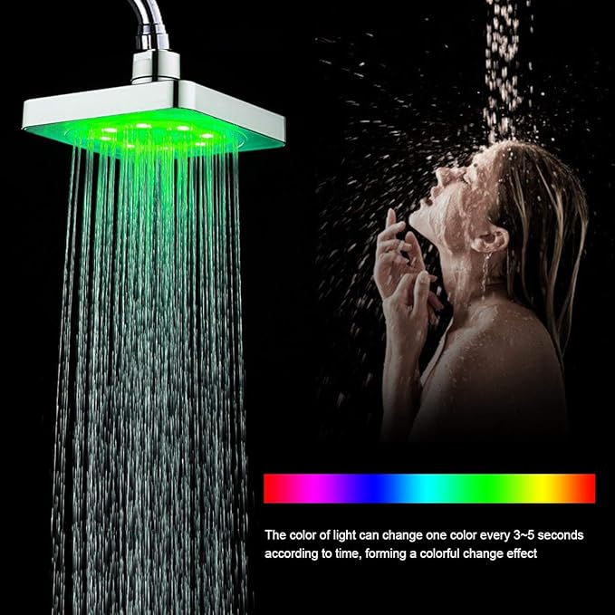 Shower Spray Head - 7 Color LED Light Shower Head Romantic Light Water Bath Home Bathroom Shower Head No Batteries No Wire Needed