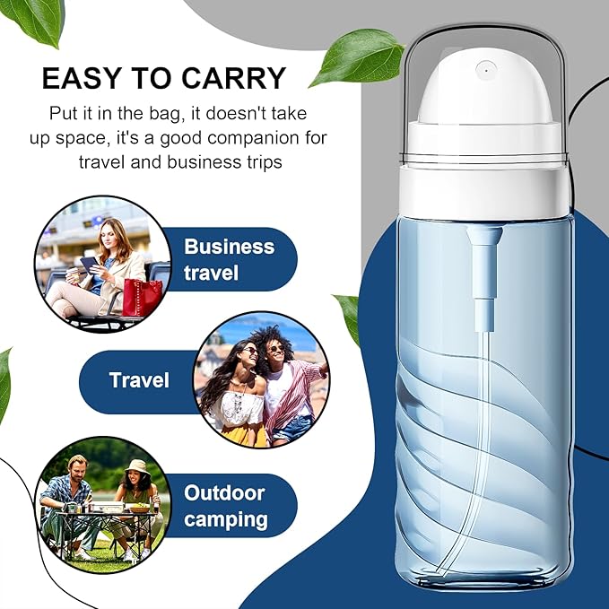 Yolaist 2 Pack 60ML Small Spray Bottle, Portable Refillable Travel Spray Bottle for Hair, Cleaning, Beauty, Fine Mist, Leak Proof, Lt. Blue and Lt. Green