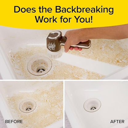 Horsepower Scrubber, Waterproof, Electric Power, Spins 350 RPM, 5 Brush Heads, AS SEEN ON TV, Cleans Dirt & Grime, Tile, Grout, Bathrooms, Kitchen, Auto Rims, Outdoor Furniture & More, Rechargeable