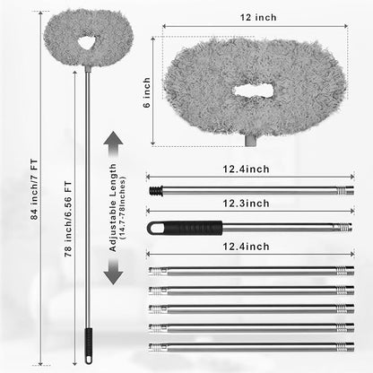 Eunice 7FT Ceiling Fan Duster with Extension Pole, Adjustable and Removable Fan Cleaner Blade for High Ceiling, Window Door Furniture (Grey)