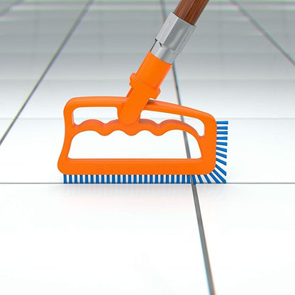 Fuginator Scrub Brush for Tile & Grout: Stiff Nylon Bristle Scrubbing Brush & Handle Connector - Bathtub / Shower Scrubber for Floor Joints & Seams - Cleaning Brushes & Supplies for Bathroom & Kitchen
