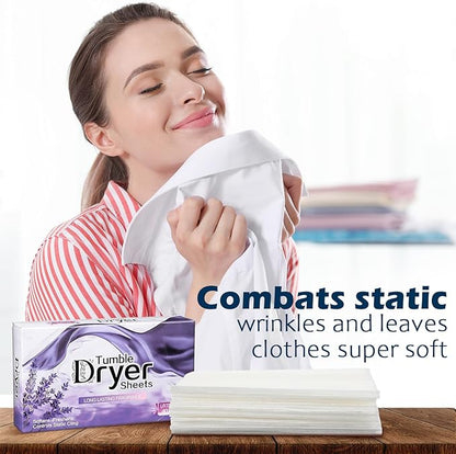 Hushee 600 Count Dryer Sheets Bulk Natural Fabric Softener Sheets Plant Lavender Laundry Softener Naturally Softens and Removes Static Cling