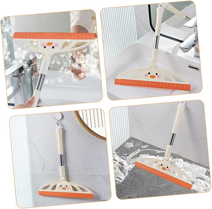 Glass Shower Squeegee and Car Window Scraper, Milk White Plastic Handle, Versatile Glass and Mirror Cleaner for Bathroom, Windshield, and Home Window Cleaning
