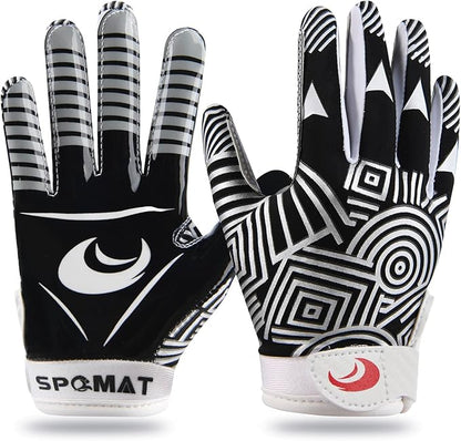 Youth Football Gloves Kids Silicone Grip Receiver Gloves with Super Stick Ability for Best Game Experience