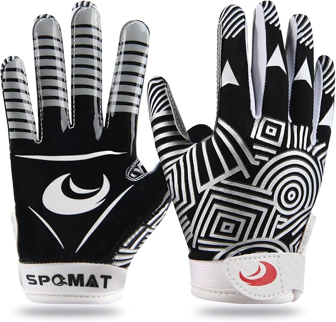 Youth Football Gloves Kids Silicone Grip Receiver Gloves with Super Stick Ability for Best Game Experience