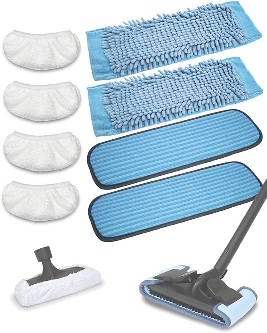Steam Mop Pads Compatible with Wagner 915e Steam Cleaner for Home, Steam Cleaner Pads Compatilbe with TVD/STEAMBOT and More, Microfiber & Chenille & Fabric Bonnet Steam Pads (2+2+4 Pack)