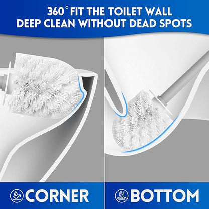 Y-in Hand Toilet Brush, Toilet Bowl Cleaners Brush with Hidden Holder, Long Handle, Durable PP Bristles, Modern RV Bathroom Accessories, Deep Cleaning, Wall mountable. - Grey