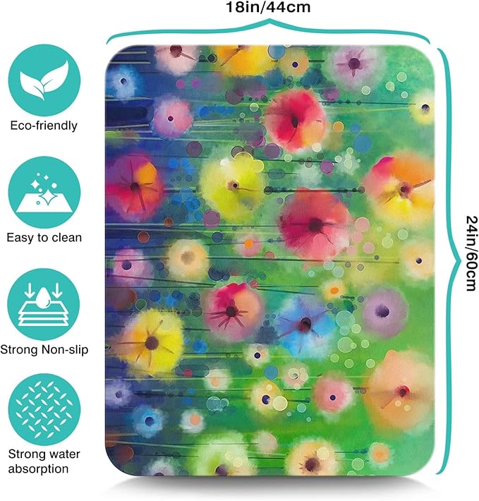 Dish Drying Mat for Kitchen Counter 24x18in Washable Quick Dish Drying Pad Rubber Backed Absorbent Draining Mat Fit Kitchen Counter,Bar,Under Sink,Dishes,Utensils,Dish Rack