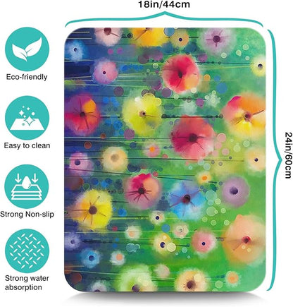 Dish Drying Mat for Kitchen Counter 24x18in Washable Quick Dish Drying Pad Rubber Backed Absorbent Draining Mat Fit Kitchen Counter,Bar,Under Sink,Dishes,Utensils,Dish Rack