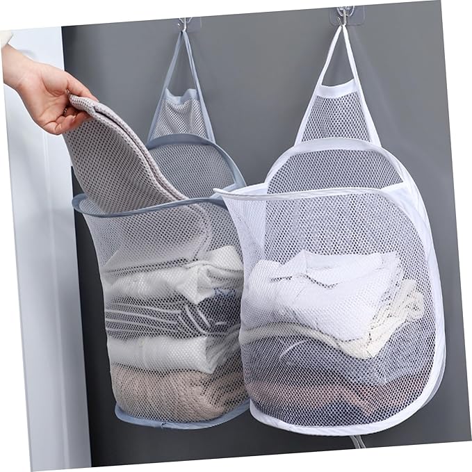 2pcs Wall-mounted Folding Laundry Baskets Breathable Sundries Organizer for Clothes and Toys Lightweight Storage for Home Easy Installation Grey Design