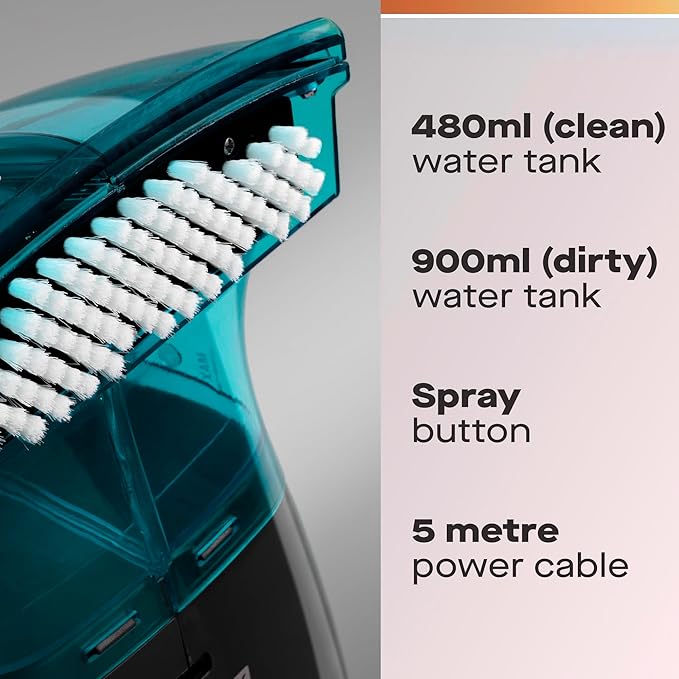 Hausmeister Hydroflex Plus Carpet Cleaner Machine, Upholstery Cleaner Machine for Couch, Car Seats & Pet Stains, 500W Powerful Handheld Deep Cleaner with 3 Brush Heads (Machine + 1 solution)