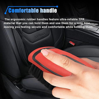Carpet and Upholstery Cleaning Brush - Stiff Bristle Carpet Scrubber Car Cleaning Brush for Car Interior and Home - Leather Brush Auto Detailing Scrub Brushes for Couch, Floor Mats, Clothes (Red)
