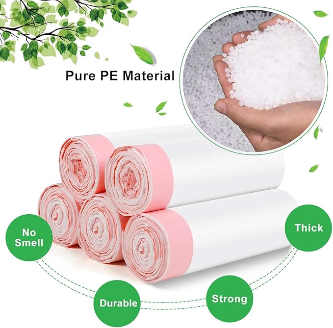 Small Drawstring Garbage Bags 4 Gallon - Unscented Clear White 4 Gal Trash Bags 60 Count 15 Liters Strong Plastic Mini Waste Basket Bathroom Office Liners for Home Kitchen Can Bulk Magesh