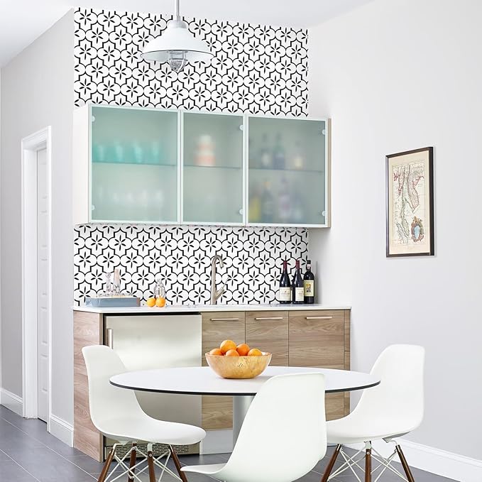 GloryTik Contact Paper Black and White Wallpaper Geometry Trellis Pattern Peel and Stick Wallpaper Modern Self-Adhesive Removable Waterproof for Cabinet Drawer Lining Wall Decor 17.7"X118"