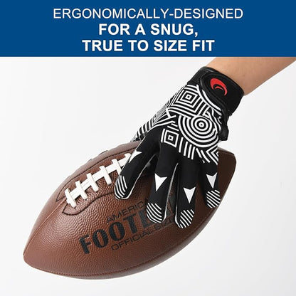 Youth Football Gloves Kids Silicone Grip Receiver Gloves with Super Stick Ability for Best Game Experience