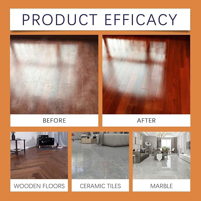 5 in 1 Floor Cleaner Polish - Hardwood Floor Cleaner for Mopping, Stain & Odor Remover, Natural Shine Restorer for Tile, Laminate, Kitchen, Bathroom Floors (1Pcs)