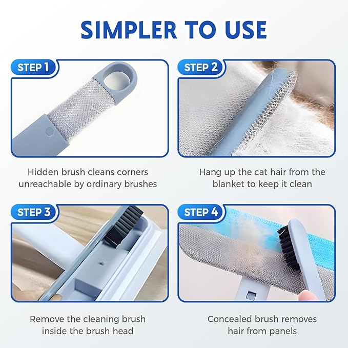Pet Hair Remover, 2025 Upgraded Washable Lint Brush Cat Hair Remover, Pet Hair Remover for Furniture, Reusable Long Handle Dog and Cat Hair Remover Brush, Multifunctional Hair Removal Brush (1)