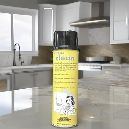 Fred's Fine Cleaning Center Citrus Clean Natural Orange Degreaser Spray - Heavy Duty Kitchen Cleaner for Stoves, Grills, Stainless Steel & Multi-Surface - Foaming Formula, Fresh Citrus Scent, 18 oz