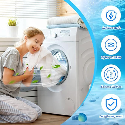 600 Count Dryer Sheets Bulk Fabric Softener Ocean Breeze Scent Dryer Sheets Naturally Softens and Removes Static Cling, Ideal for Large Households, Sensitive Skin