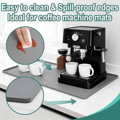 Silicone Coffee Mat, 24"X16" Heat-Resistant,Eco-friendly,Hygienic Drying Pad,Leak-Proof and Non-Slip,Removable Silicone Mat with Concave and Convex Design,（Gray 24X16）