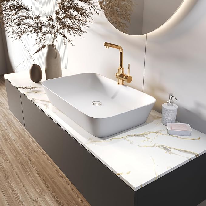 LACHEERY Kitchen Counter Top Peel and Stick Waterproof 24 x 317 Inch Thick White Marble Contact Paper Peel and Stick Marble Countertop Wallpaper for Bathroom Countertops Self Adhesive Vinyl Wrap Roll