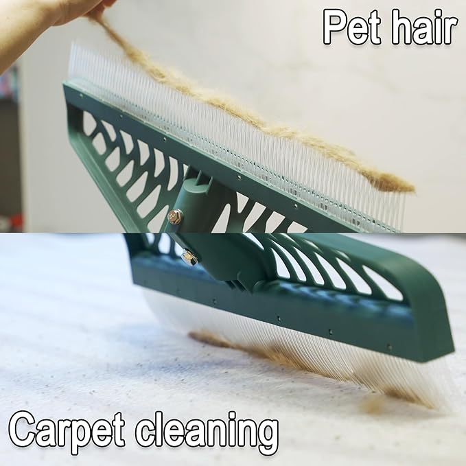 Artificial Turf Rake with Adjustable Steel Handle from 32 to 61 Inch, Durable Artificial Grass Rake, Turf Brush for Cleaning pet Hair, Large Fallen Leaves and Dead Grass from Artificial Turf