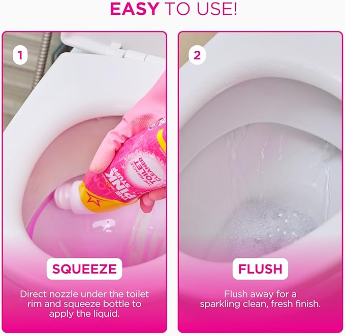 The Pink Stuff Miracle Toilet Cleaner, 750ml – Powerful Stain-Removing Gel for a Sparkling Clean Bowl – Eliminates Limescale, Tough Stains & Odors with Fresh Rhubarb Scent