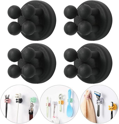 iBetterLife Razor Holder for Shower Hooks – 4Pcs Self Adhesive Wall Mounted Single Hook for Hanging Toothbrush, Functional Waterproof Utility Plug Holder for Bathroom Kitchen Living Room Office